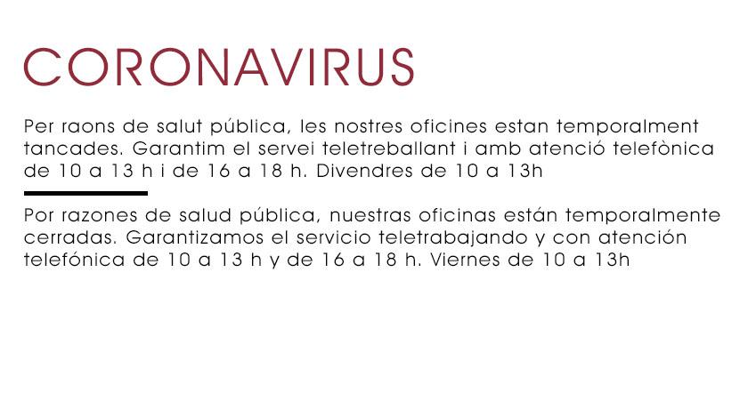Mesures especials relacionades amb el coronavirus