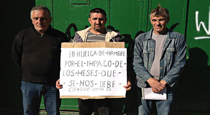 Treballadors de l'empresa COMROC van mantenir una vaga de fam durant 28 dies en protesta per l'impagament dels seus salaris - fotografia: Revista El Tot